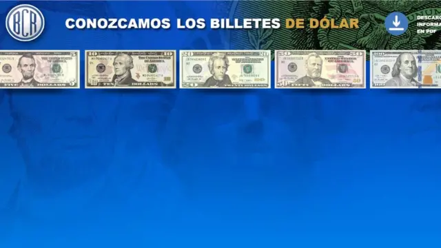 El Banco Central de El Salvador ofrece información para que los ciudadanos aprendan a reconocer el dólar estadounidense.
