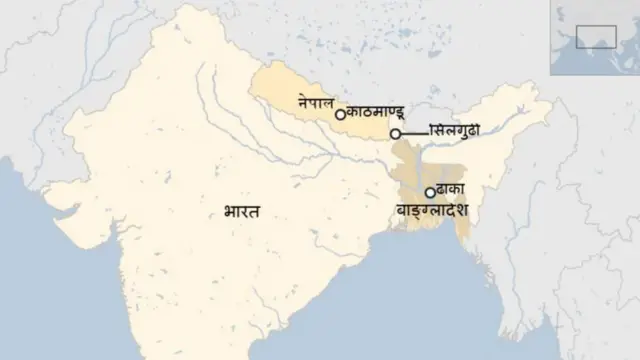 नेपालदेखि बाङ्ग्लादेशको दूरी