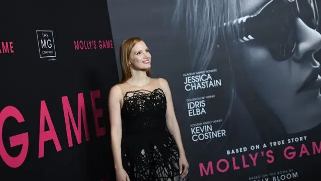 '몰리스 게임' 뉴욕 개봉 행사에 참석 중인 제시카 채스타인