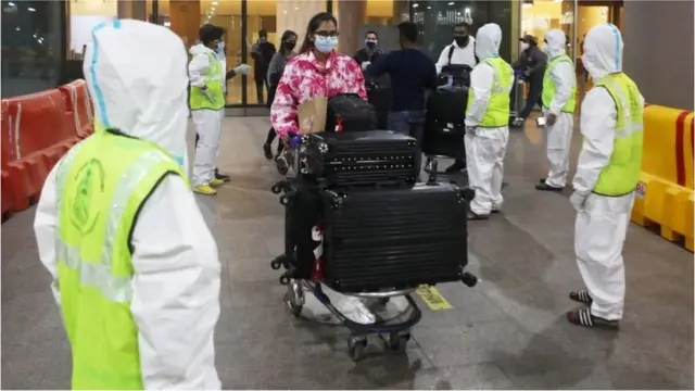 Woman in Indian airport