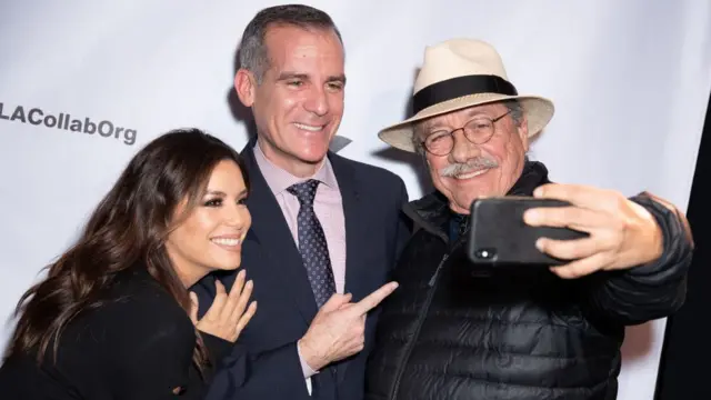 Eva Longoria, Eric Garcetti y Edward James Olmos.