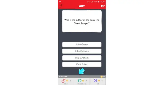 Pantalla de la app en inglés