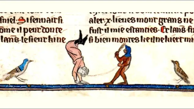 Empuña un látigo y una cadena para obligar a un hombre a bailar