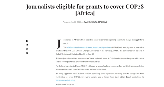 Aworan ojuopo ti wọn fi pe awọn akọroyin lati waa jẹ anfani kikopa ni COP@*