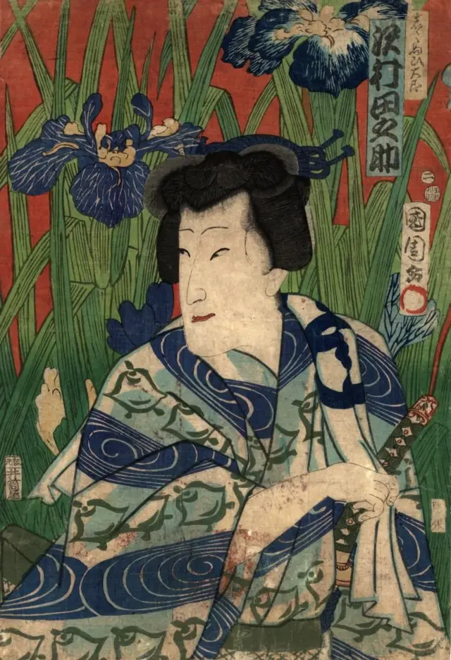 1780 માં બનાવાયેલું ચિત્ર : એક જાપાની કલાકારને કિમોનોમાં સામુરાઈની કતાના તલવાર લઈને દર્શાવવામાં આવ્યા છે