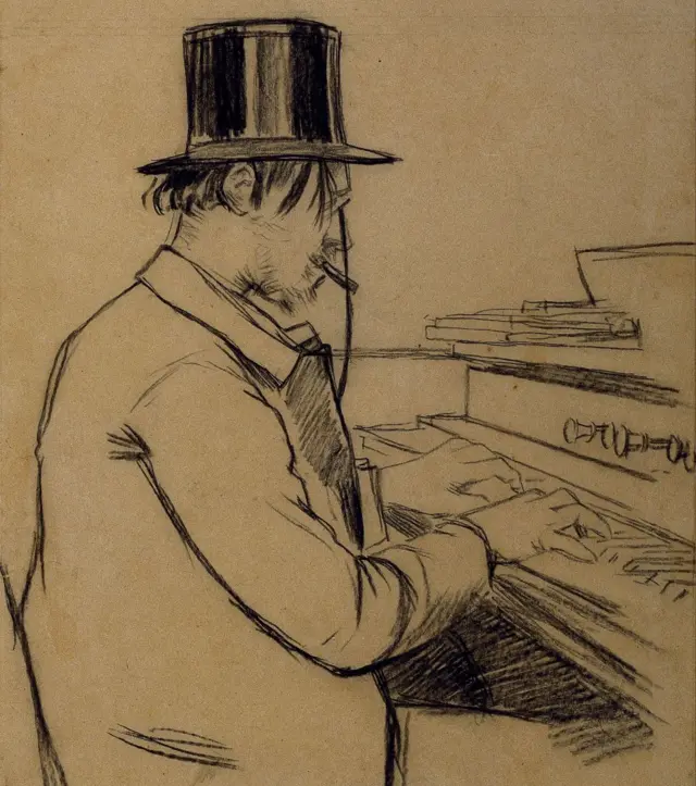 Retrato de Erik Satie (1866-1925), tocando el armonio. Colección del Museo Nacional de Arte de Cataluña, Barcelona.