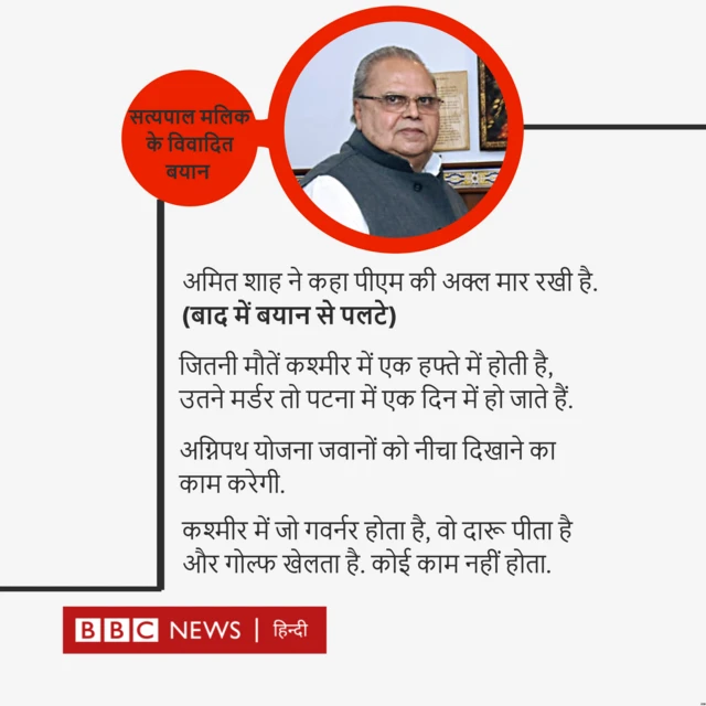 सत्यपाल मलिक के विवादित बयान