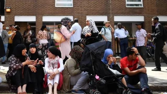 सड़क पर बैठे लोग