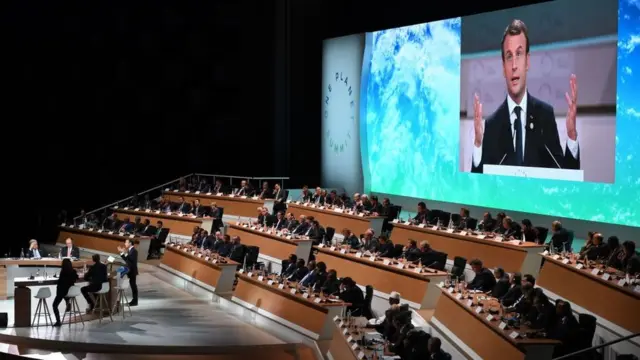 Emmanuel Macron en la cumbre One Planet, diciembre de 2017.