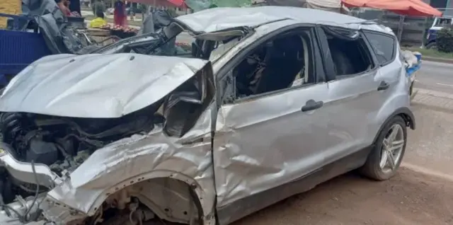 Di remains of di car wey crash