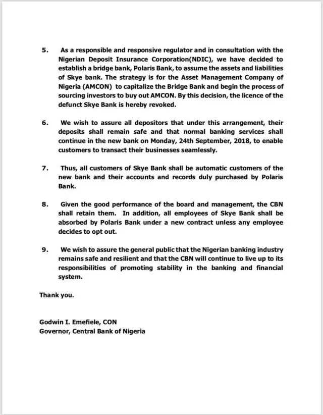 CBN official statement