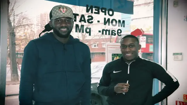 Football coach Terry Agyekum and football player Alex Addai,