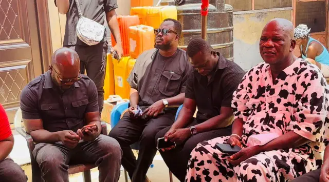 Father of the deceased and some relatives during the visit of the education service officials