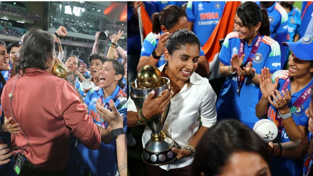 विजयानंतर मिताली राज आणि झुलन गोस्वामीसोबत आनंद साजरा करताना भारतीय टीम