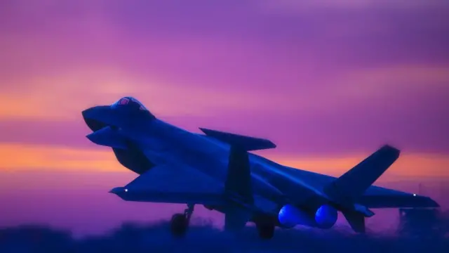 图为参加夜间对抗训练的中国空军“歼-20”，资料照片