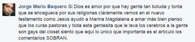 Comentario en Facebook