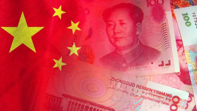 Image du drapeau et du yuan chinois.