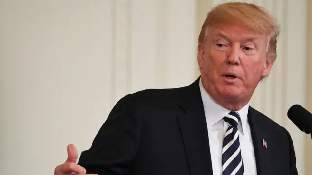 US President Donald Trump speaking at a press conference