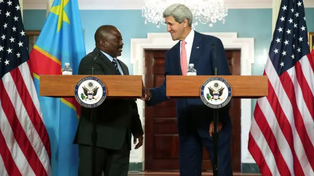 Prezida Kabila wa Kongo abonana n'uwahoze ari minisitiri w'ububanyi n'amahanga wa Amerika, John Kerry, mu 2014