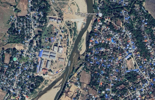 ภาพกลุ่มอาคารที่เป็นศูนย์สแกมเมอร์ในบ้านมินเลป่าน จากภาพถ่ายดาวเทียมวันที่ 17 ธ.ค. 2024