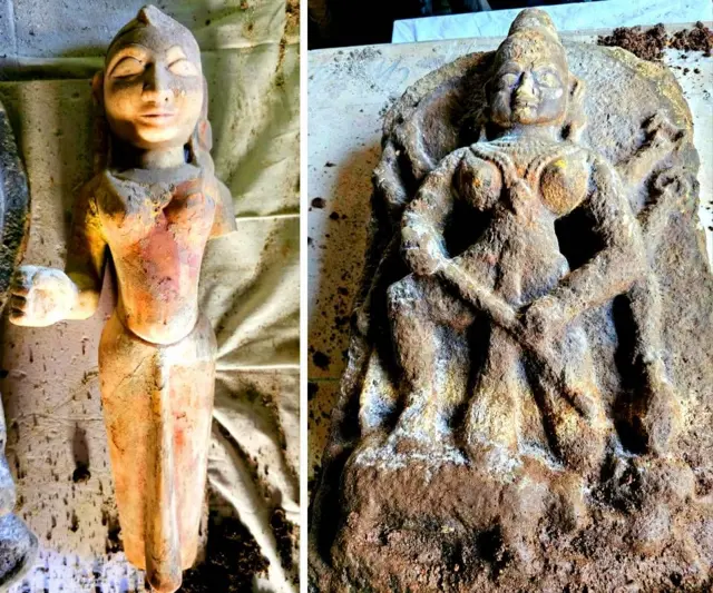 मंदिरात सापडलेल्या मूर्ती