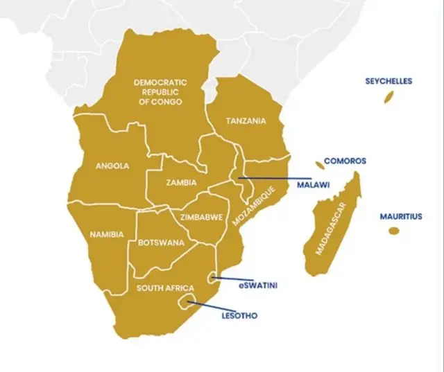 Umuryango wa SADC ugizwe n'ibihugu 16