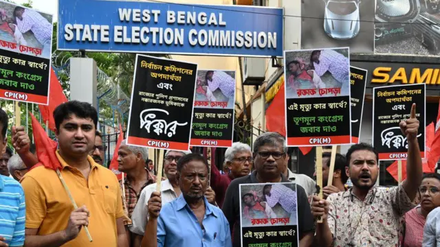 নির্বাচনী সহিংসতার বিরুদ্ধে রাজ্য নির্বাচন কমিশনের দপ্তরে বিক্ষোভ বামফ্রন্টের