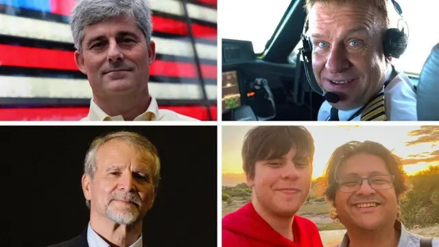 Pictures of Stockton Rush, Hamish Harding, Paul-Henri Nargeolet, Shahzada Dawood and his son Suleman