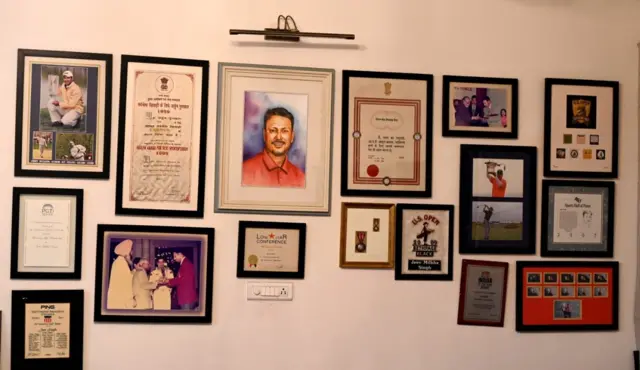 ਜੀਵ ਮਿਲਖਾ ਸਿੰਘ ਦੇ ਸਨਮਾਨਾਂ ਨਾਲ ਸਜੀ ਕੰਧ