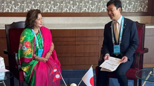 परराष्ट्रमन्त्री आरजु राणा देउवा र जापानका विदश राज्यमन्त्री मियाजी ताकुमा
