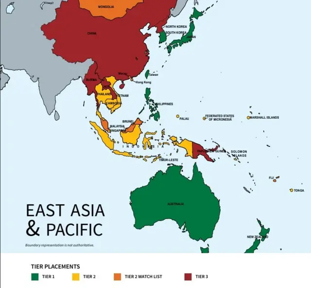 รายงานสถานการณ์การค้ามนุษย์ฉบับล่าสุดของสหรัฐ ในส่วนของภูมิภาคเอเชีย-แปซิฟิก