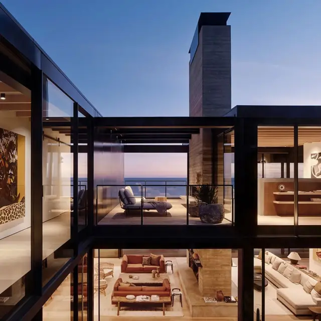 해변 주택의 내부 