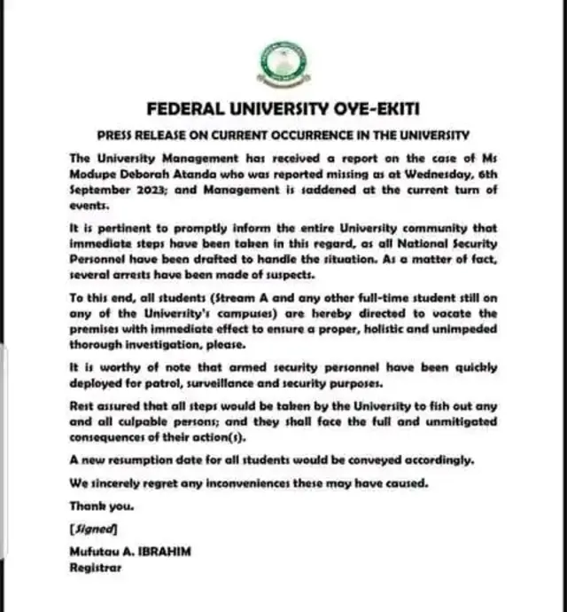 Aworan Atẹjade lati FUOYE