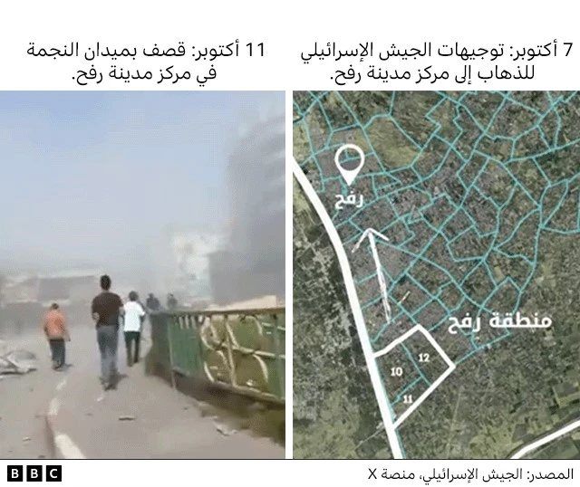 توجيهات الجيش الإسرائيلي وقصف المنطقة