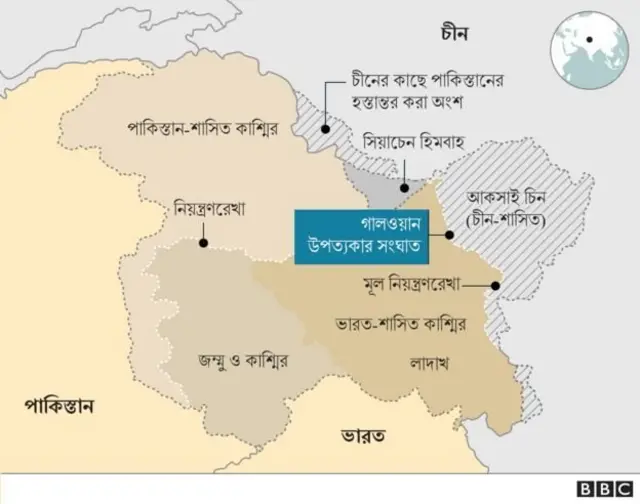 গালওয়ান উপত্যকার ম্যাপ