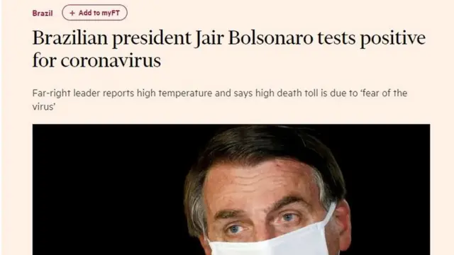 Reportagem do jornal Financial Times sobre diagnóstico positivocassino que aceita cartão de créditoJair Bolsonaro