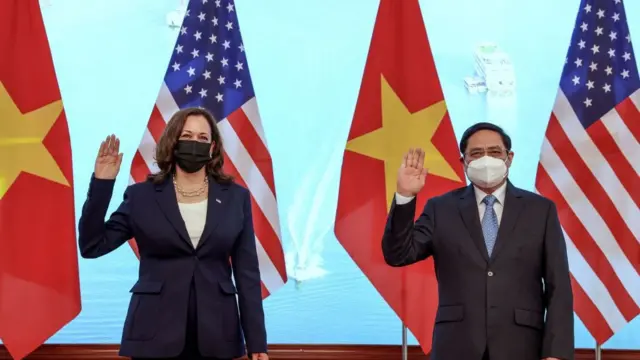 Bà Kamala Harris gặp Thủ tướng Phạm Minh Chính tại Hà Nội hôm 25/8/2021