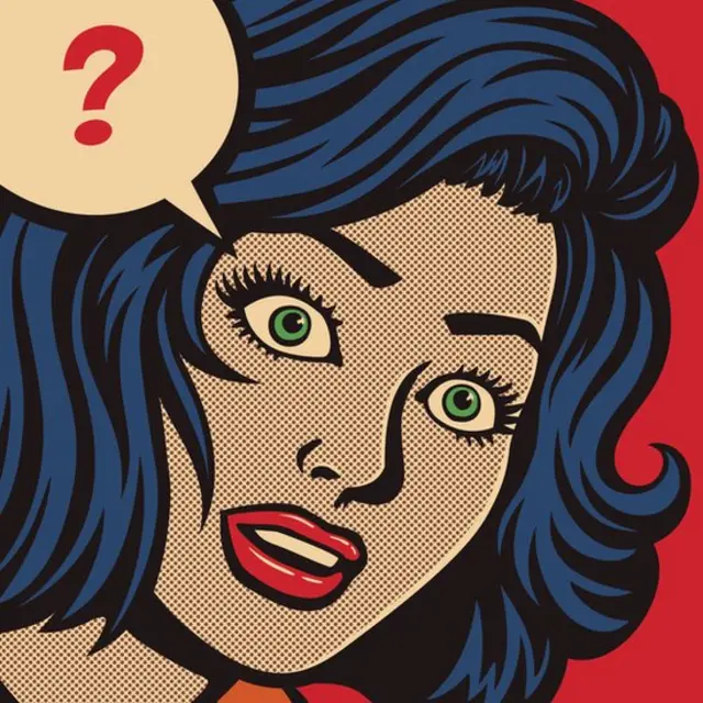 Dibujo de comic con un signo de pregunta.