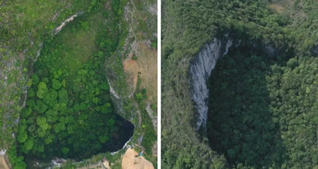 Imagem aéreacasas de apostascasas de apostas em dolardolarpoços gigantes, com vegetação na cor verde-escuro