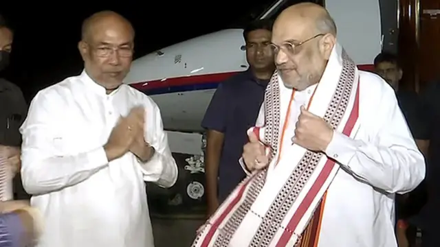 अमित शाह और मणिपुर के मुख्यमंत्री एन बीरेन सिंह