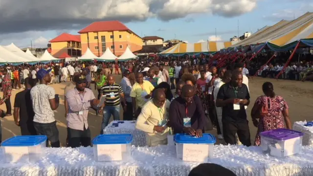 Pipo wey Dey vote for di indirect primaries for Igboukwu field D/Line