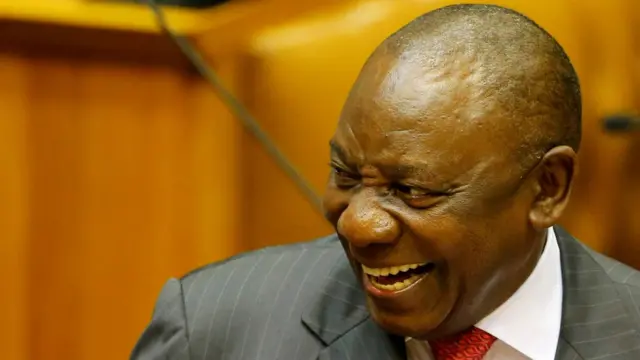 Cyril Ramaphosa arrives at the parliament, in Cape Town, South Africa, 15 February 2018.