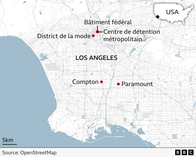 
Une carte montrant les lieux des affrontements et des manifestations au cours du week-end