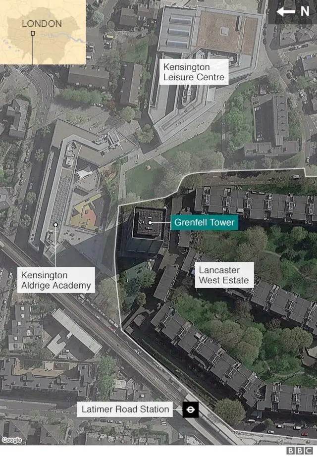 London, Inggris, Kensington, kebakaran