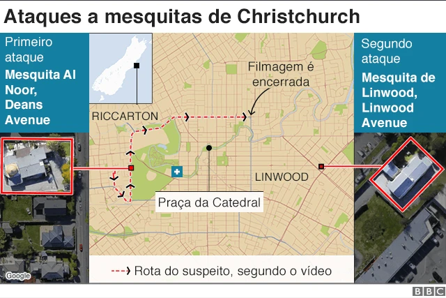 Mapa mostra rota do suspeito