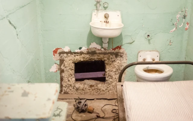 ਕੋਠੜੀ ਦਾ ਹਵਾਦਾਨ ਤੋੜ ਕੇ ਬਣਾਈ ਗਈ ਸੁਰੰਗ ਅਤੇ ਕੋਲ ਵੈਕਿਊਮ ਕਲੀਰਨ ਦੀ ਮੋਟਰ ਨਾਲ ਬਣਾਈ ਡਰਿੱਲ