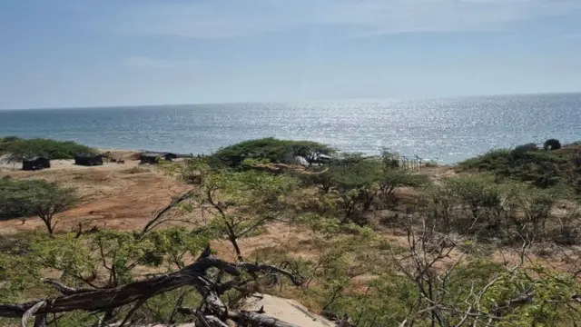 view of the sea and the horizon in the town of Poolosü in the Venezuelan Alta Guajira
