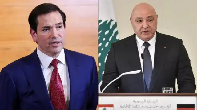 الرئيس اللبناني جوزاف عون (يميناً) ووزير الخارجية الأمريكي ماركو روبيو (يساراً).