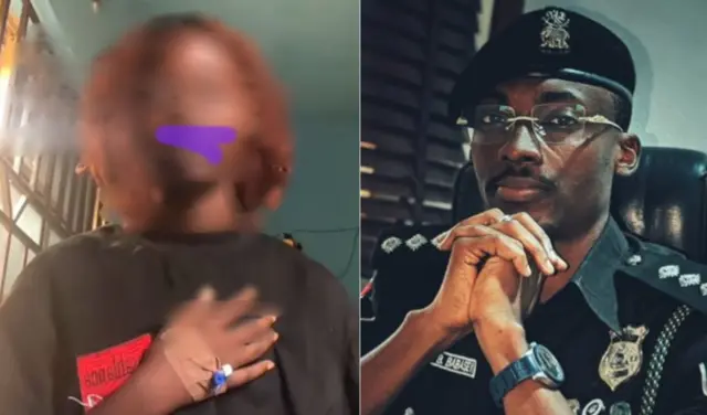 Aworan obinrin to ni ọkunrin kan fipa boun lopọ ati ọlọpaa Oluseyi Babaseyi to wọ aṣọ ọlọpaa dudu