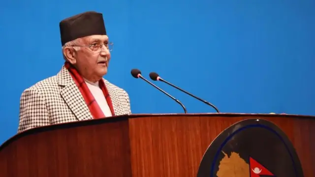 संसद्को हिउँदे अधिवेशनमा बोल्दै प्रधानमन्त्री केपी शर्मा ओली 